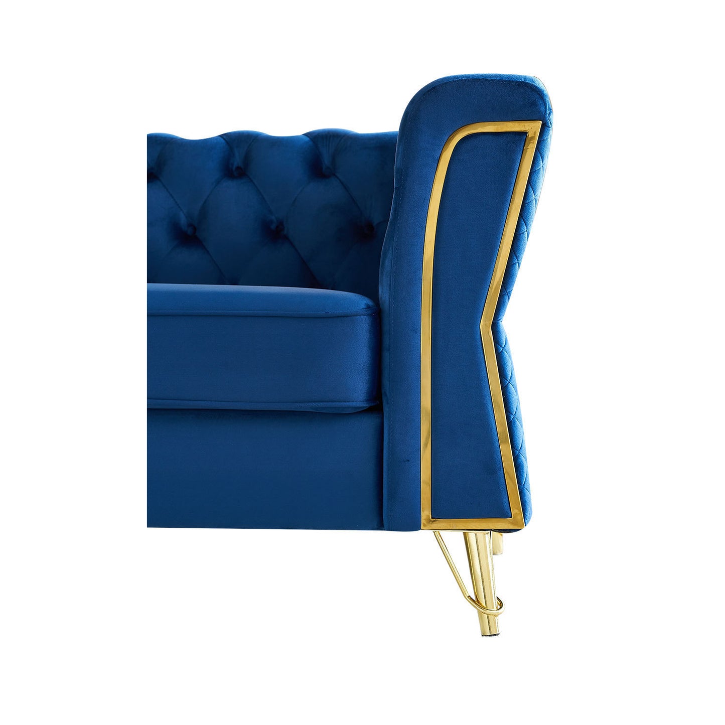 Modern Tufted Velvet Sofa 87.4 inch for Living Room Blue Color