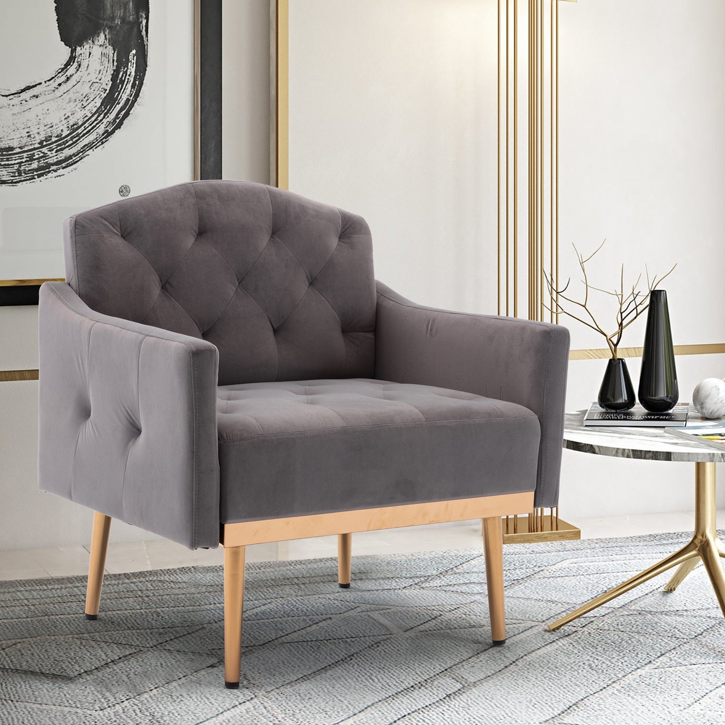 COOLMORE Accent  Chair  ,leisure single sofa  with Rose Golden  feet