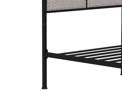 Twin Size Linen Upholstered Platform Metal Bed Frame with  fabric Headboard and Footboard