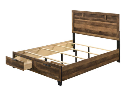 ACME Morales Storage E. King Bed, Rustic Oak Finish 28587EK