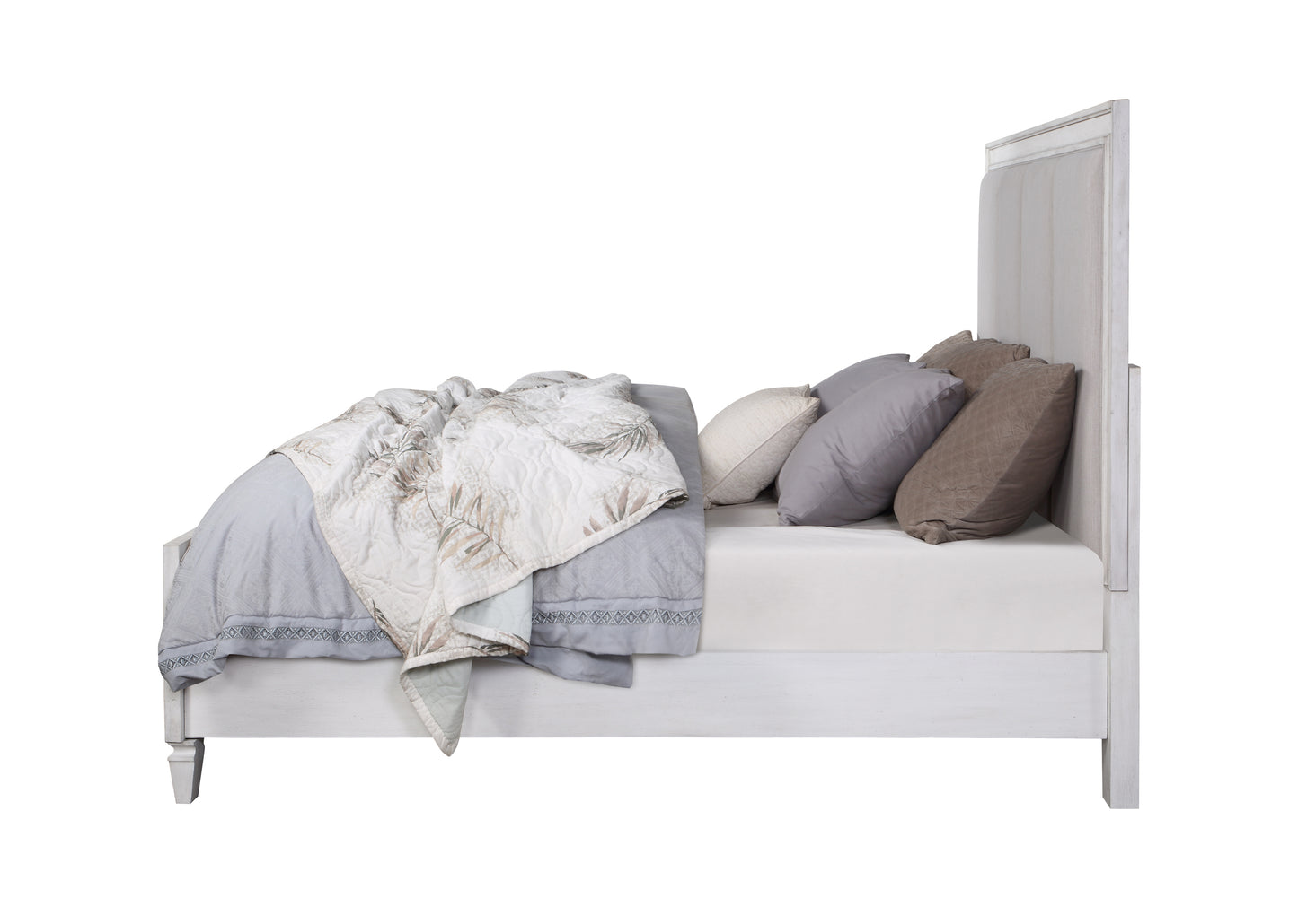 ACME Katia Eastern King Bed in Gray Linen & White Finish BD00659EK