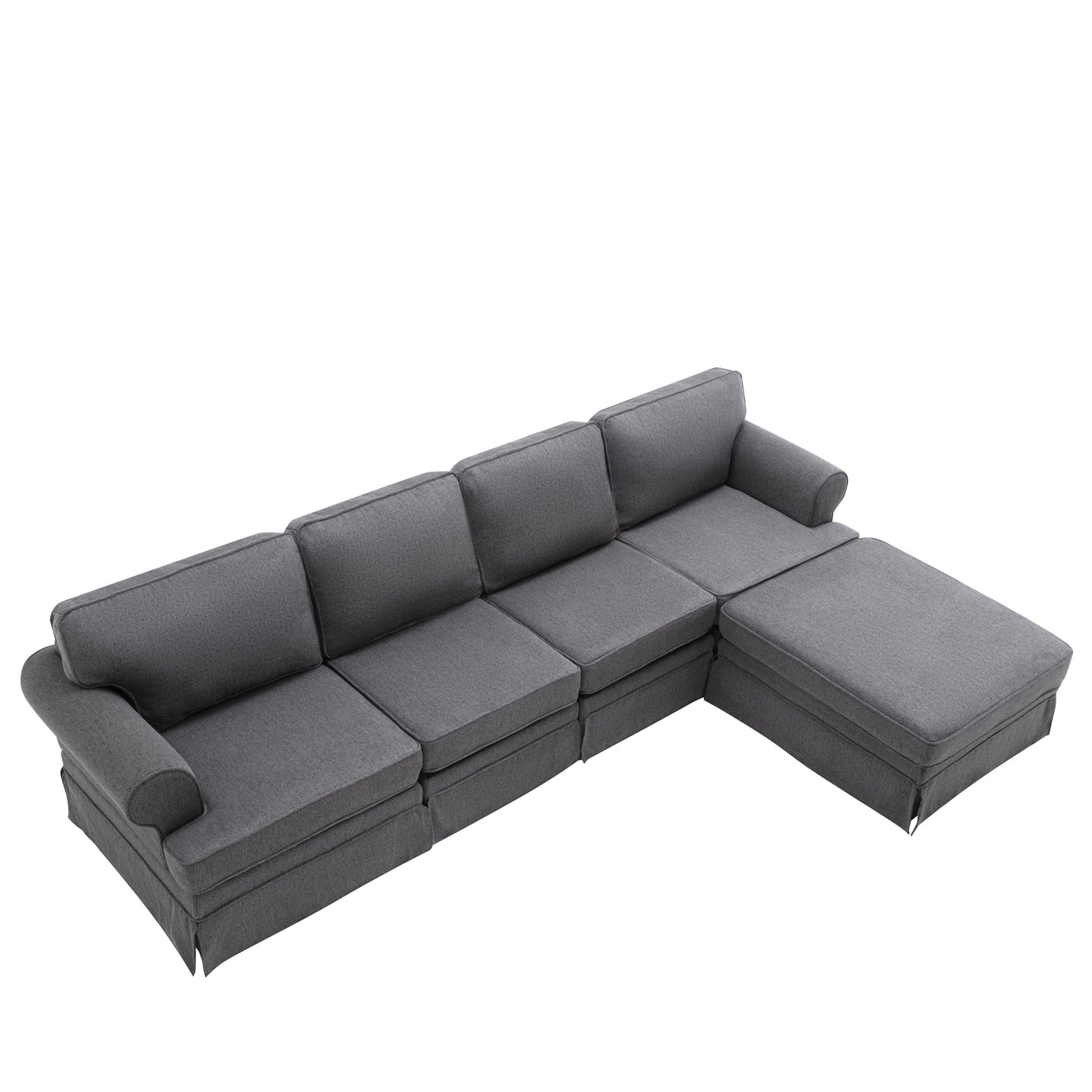 109.4" Fabric Upholstered Modular Sofa Collection, Modular Customizable ,Sectional Couch with removable Ottoman for Living Room