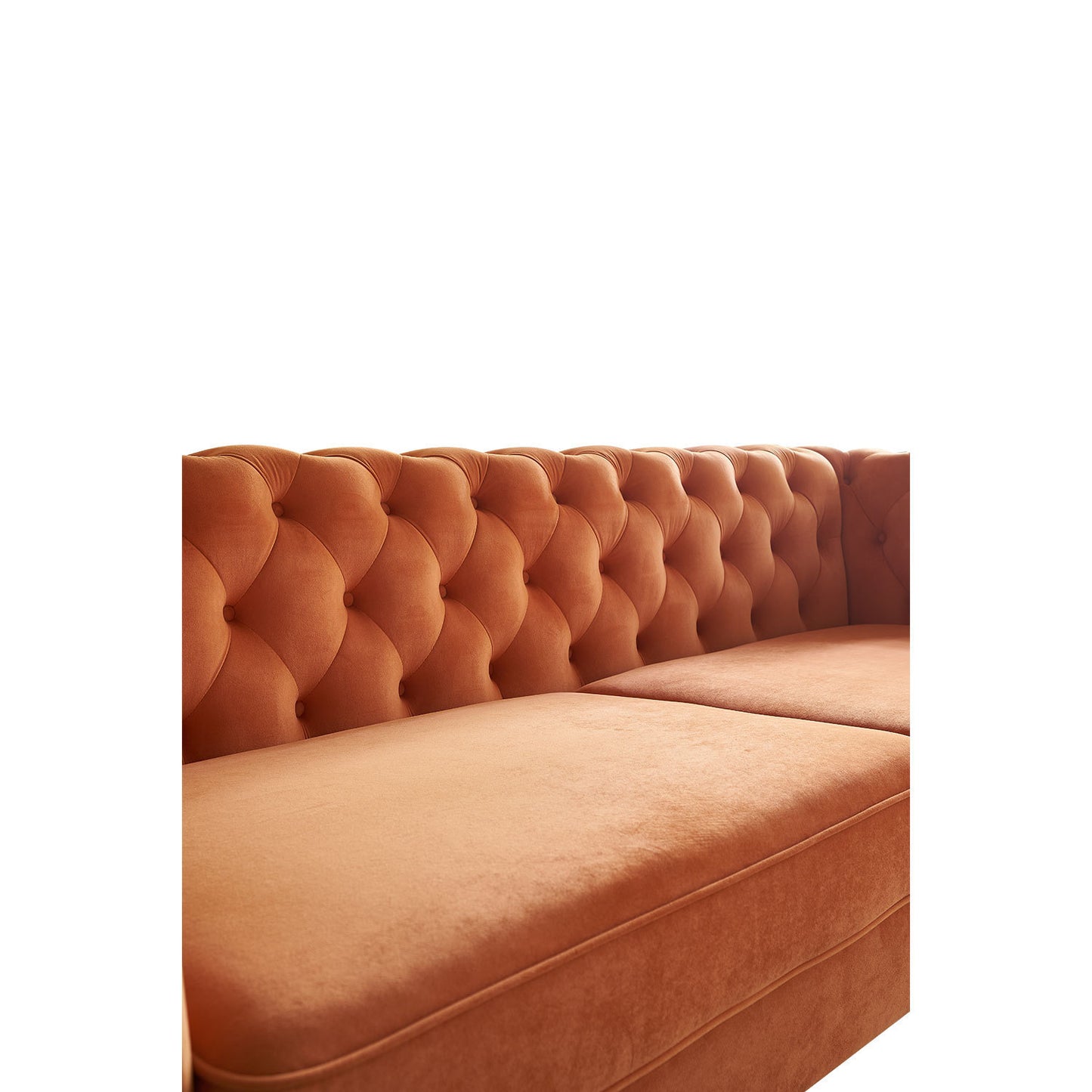 Modern Tufted Velvet Sofa 87.4 inch for Living Room Orange Color