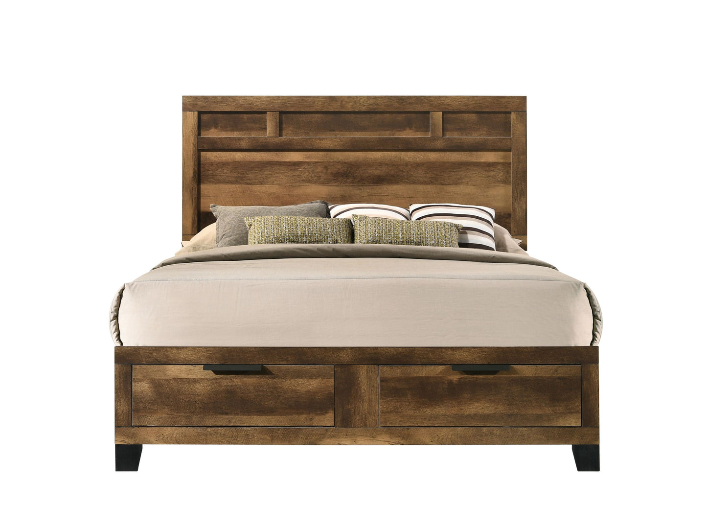 ACME Morales Storage E. King Bed, Rustic Oak Finish 28587EK