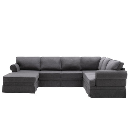 109.4" Fabric Upholstered Modular Sofa Collection, Modular Customizable ,Sectional Couch with removable Ottoman for Living Room