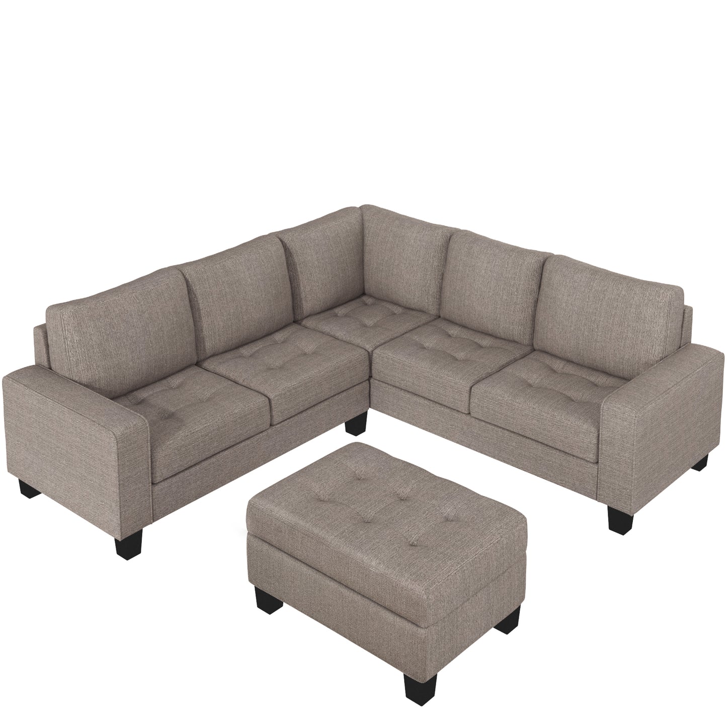 Orisfur. Sectional Corner Sofa L-shape Couch Space Saving with Storage Ottoman & Cup Holders Design for Large Space Dorm Apartment