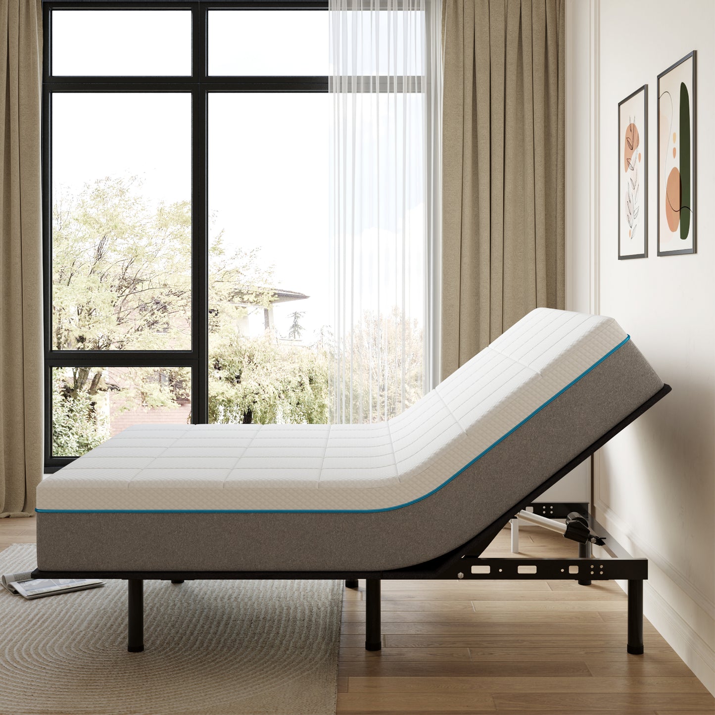 King Adjustable Bed Base Frame with Wireless Remote, Independent Head & Foot