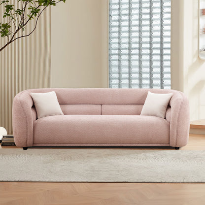 90.6'' Mid Century Modern Curved Sofa Counch Living Room Sofa, PINK