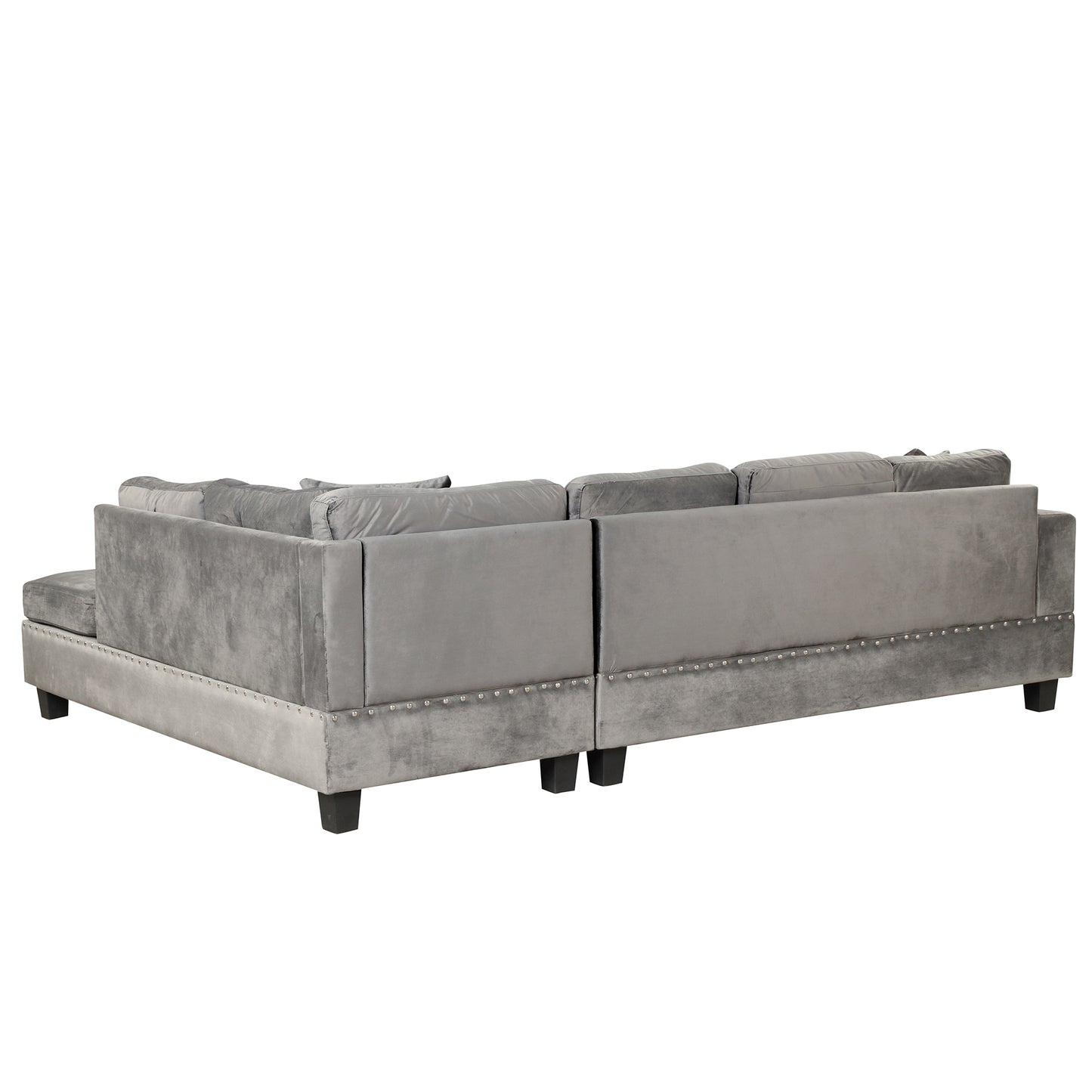 106.5" Modern Sectional Sofa with Storage Ottoman, L-Shape Couch with 2 Pillows and Cup Holder,Sectional Sofa with Reversible Chaise for Living Room,Gray