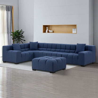 Modular Seating Sofa Couch L-Shaped Sectional sofa with Ottoman BLUE