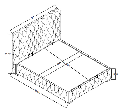 3585QUEEN BED Beautiful line stripe cushion headboard,Portable pneumatic connection rod+Grey Flannelette