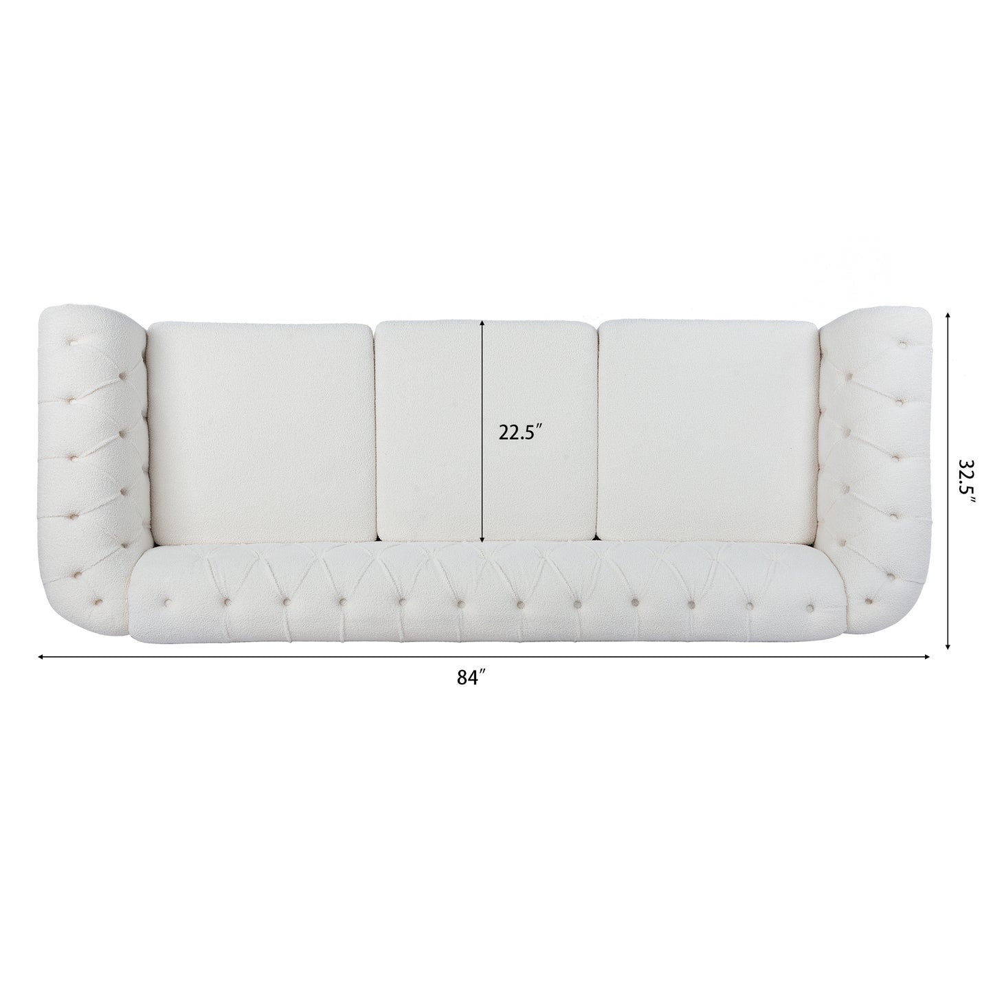 84" Rolled Arm Chesterfield 3 Seater Sofa