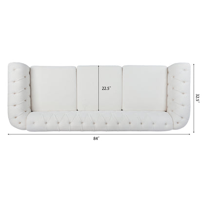 84" Rolled Arm Chesterfield 3 Seater Sofa