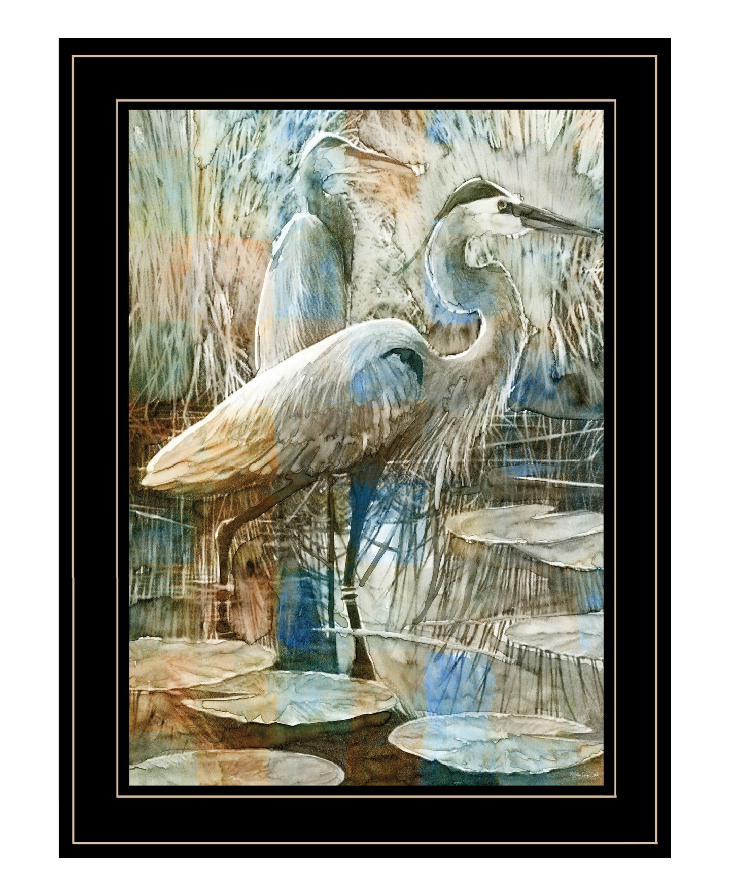 "Marsh Herons I" by Stellar Design Studio, Ready to Hang Framed Print, Black Frame