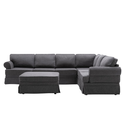 109.4" Fabric Upholstered Modular Sofa Collection, Modular Customizable ,Sectional Couch with removable Ottoman for Living Room