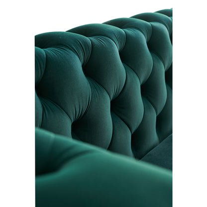 Modern Tufted Velvet Sofa 87.4 inch for Living Room Green Color