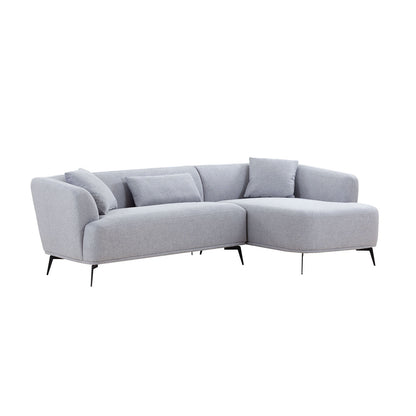 L-Shape Sectional Sofa Couch with Chaise,Metal Legs,Light Grey