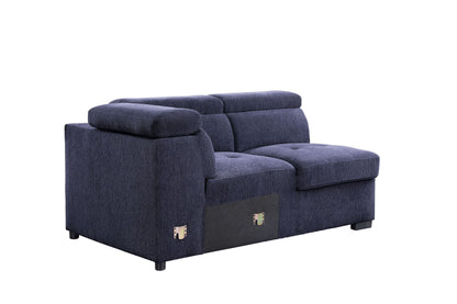 ACME Nekoda Storage Sleeper Sectional Sofa and Ottoman, Navy Blue Fabric 55520