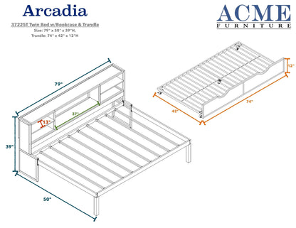 ACME Renell Daybed Bed & Trundle in Black & Silver 37225T