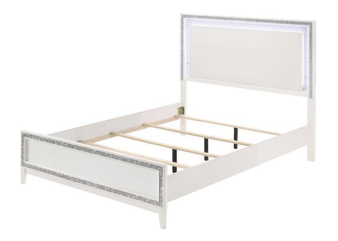 ACME Haiden Eastern King Bed, LED & White Finish 28447EK