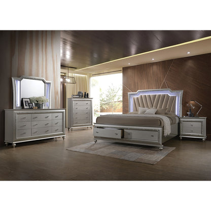 ACME Kaitlyn Queen Bed in PU & Champagne 27230Q