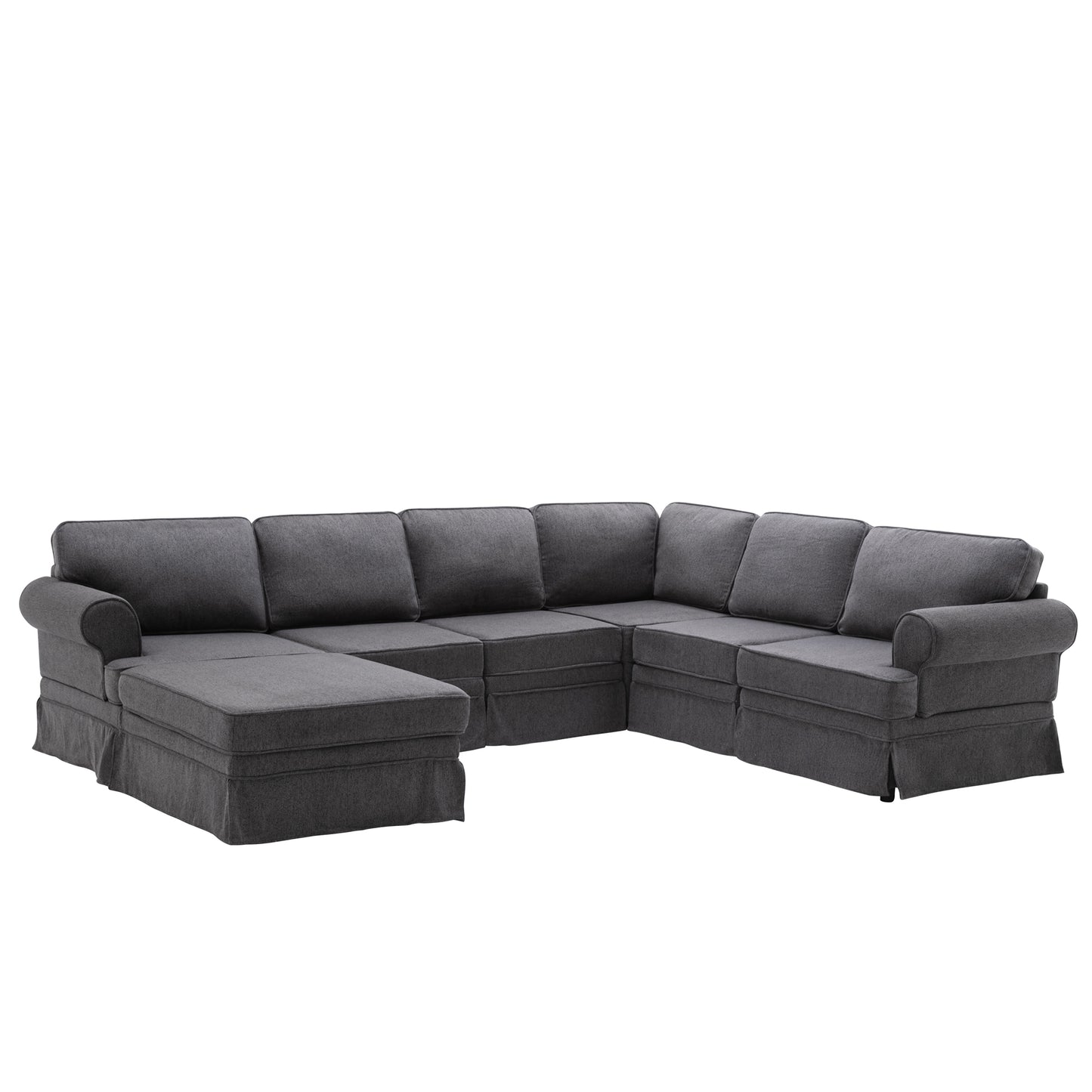 109.4" Fabric Upholstered Modular Sofa Collection, Modular Customizable ,Sectional Couch with removable Ottoman for Living Room