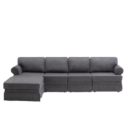 109.4" Fabric Upholstered Modular Sofa Collection, Modular Customizable ,Sectional Couch with removable Ottoman for Living Room