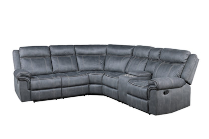 ACME Dollum Sectional Sofa  in Two Tone Gray Velvet LV00398