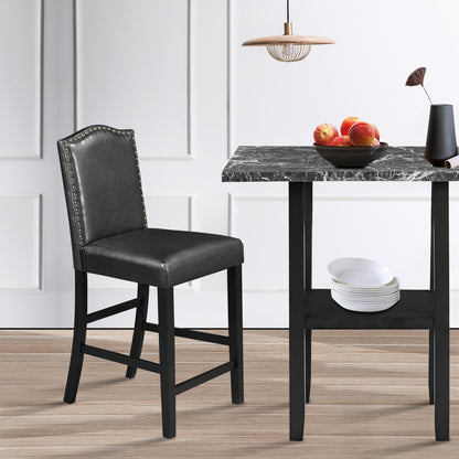 TOPMAX 5 Piece Dining Set with Matching Chairs and Bottom Shelf for Dining Room, Black Chair+Black Table