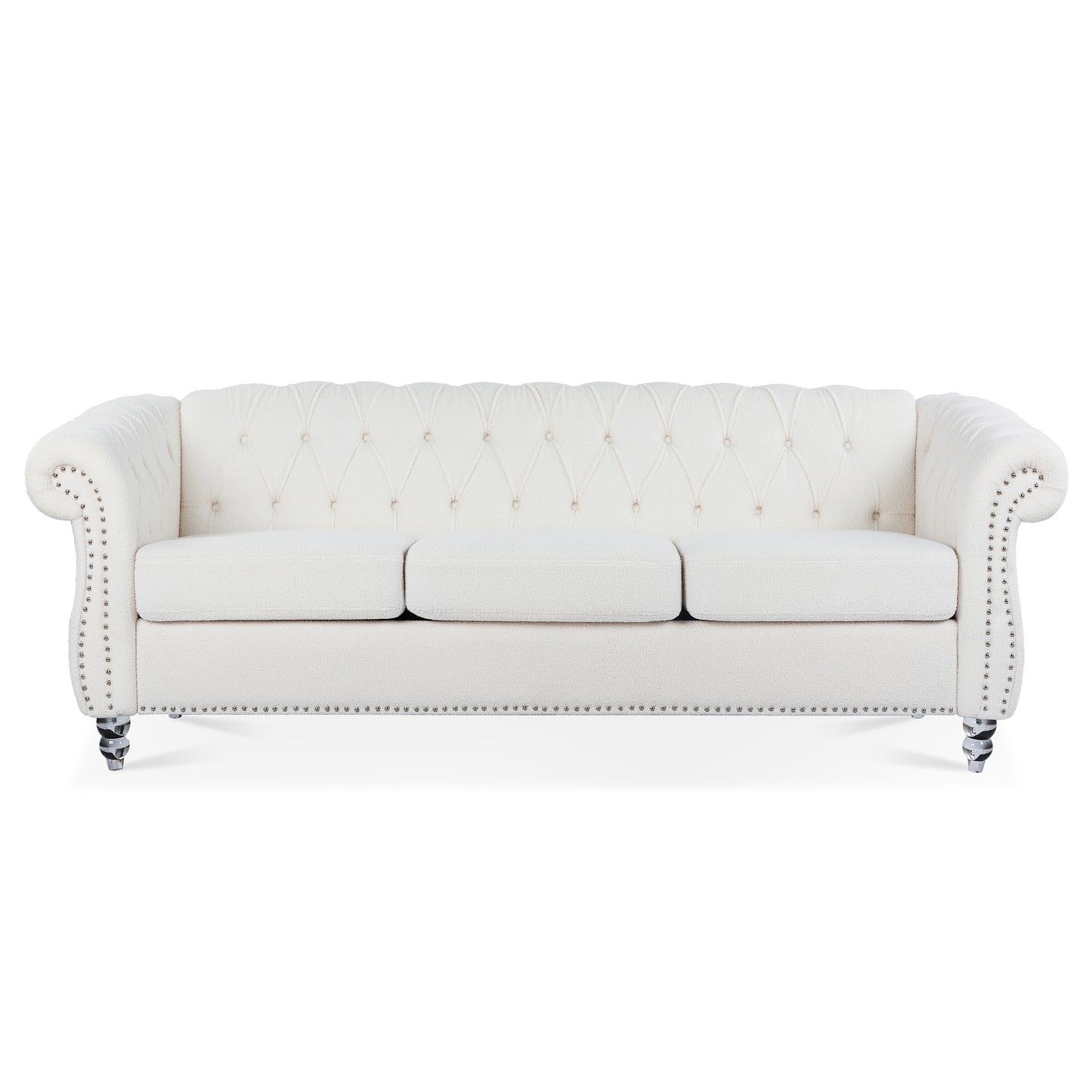 84" Rolled Arm Chesterfield 3 Seater Sofa