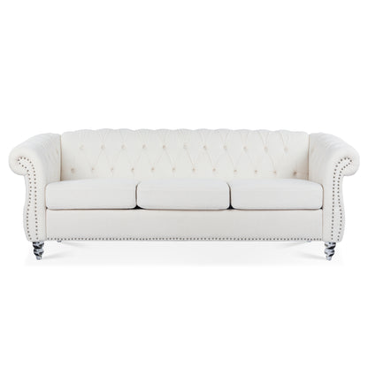 84" Rolled Arm Chesterfield 3 Seater Sofa