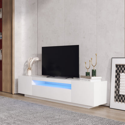 TV Cabinet Wholesale, White TV Stand with Lights, Modern LED TV Cabinet with Storage Drawers, Living Room Entertainment Center Media Console Table