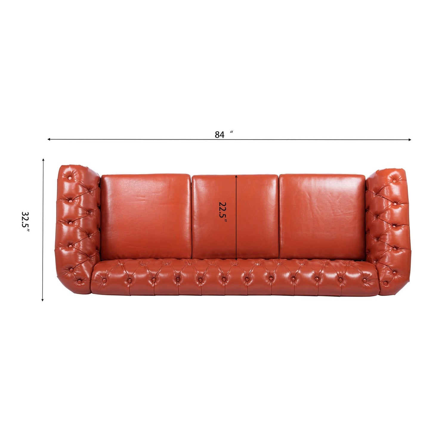 84" Rolled Arm Chesterfield 3 Seater Sofa