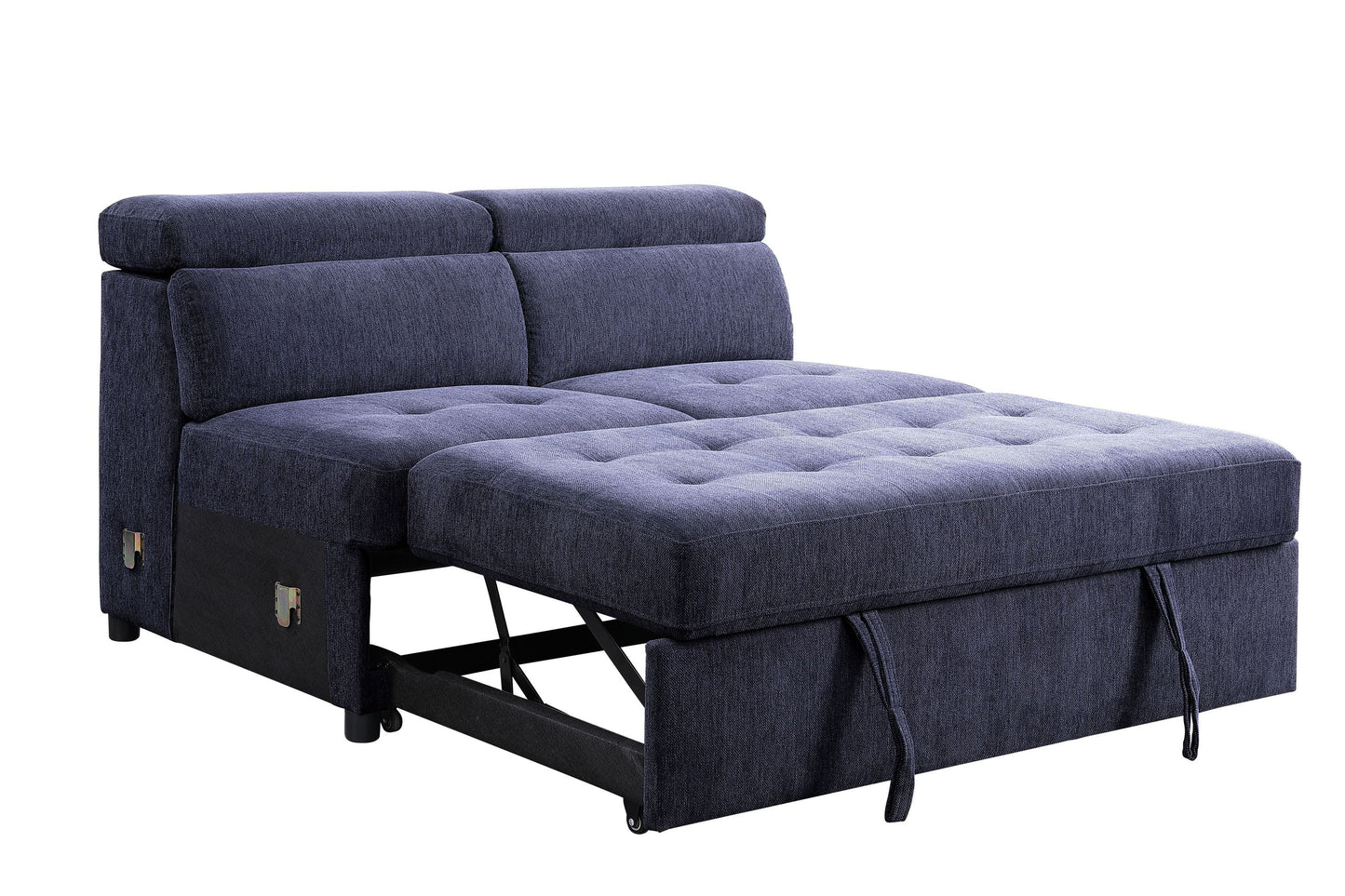 ACME Nekoda Storage Sleeper Sectional Sofa and Ottoman, Navy Blue Fabric 55520