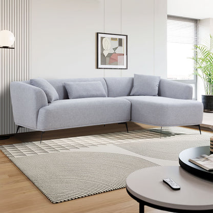 L-Shape Sectional Sofa Couch with Chaise,Metal Legs,Light Grey