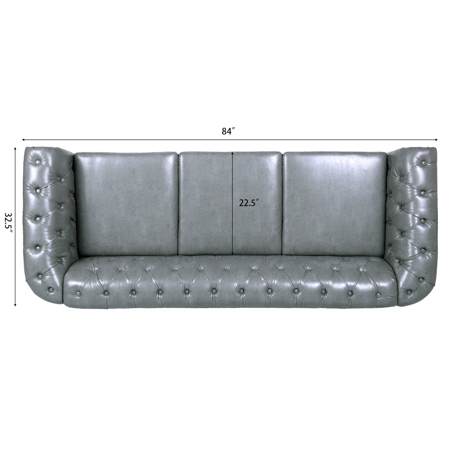 84" Rolled Arm Chesterfield 3 Seater Sofa.