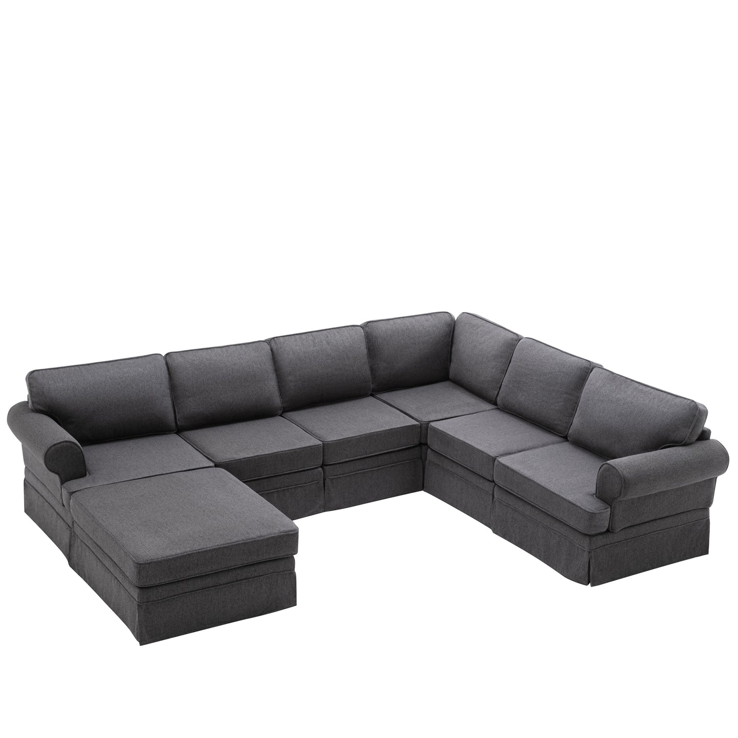 109.4" Fabric Upholstered Modular Sofa Collection, Modular Customizable ,Sectional Couch with removable Ottoman for Living Room