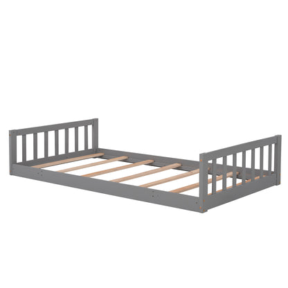 Twin-Over-Twin-Over-Twin Triple Bed with Built-in Ladder and Slide, Triple Bunk Bed with Guardrails, Gray(OLD SKU: LP000051AAE)