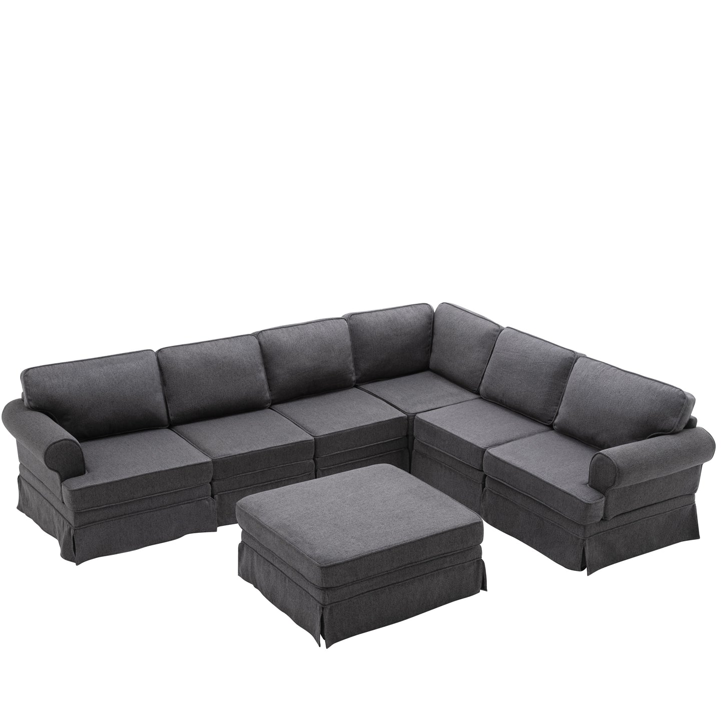 109.4" Fabric Upholstered Modular Sofa Collection, Modular Customizable ,Sectional Couch with removable Ottoman for Living Room