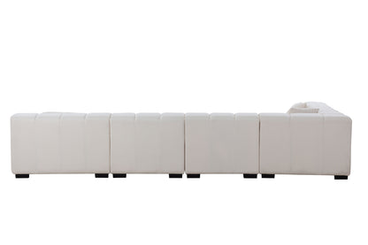 L-Shaped Sectional Sofa Modular Seating Sofa Couch with Ottoman Beige