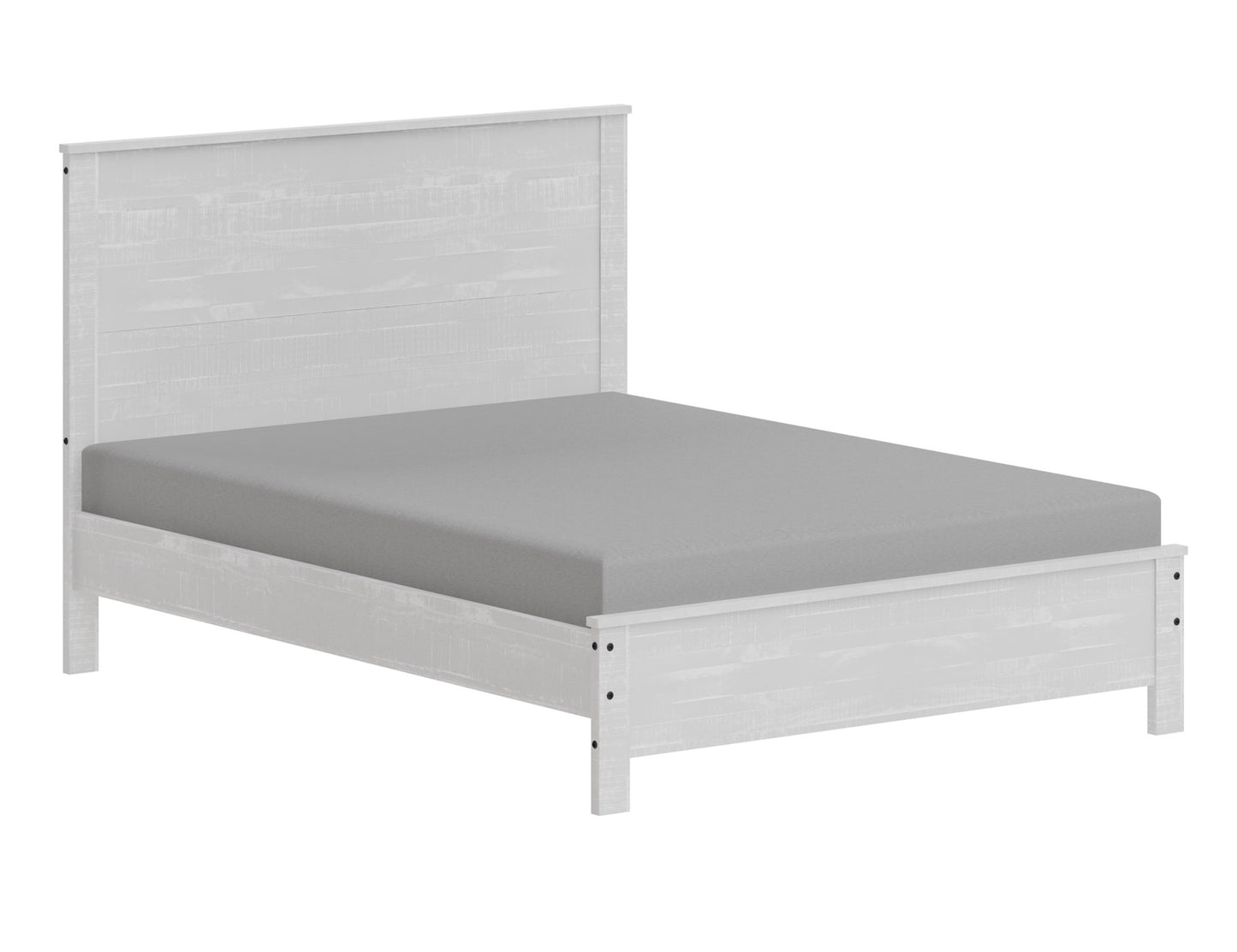 Yes4wood Albany Solid Wood White Bed, Modern Rustic Wooden Full Size Bed Frame Box Spring Needed