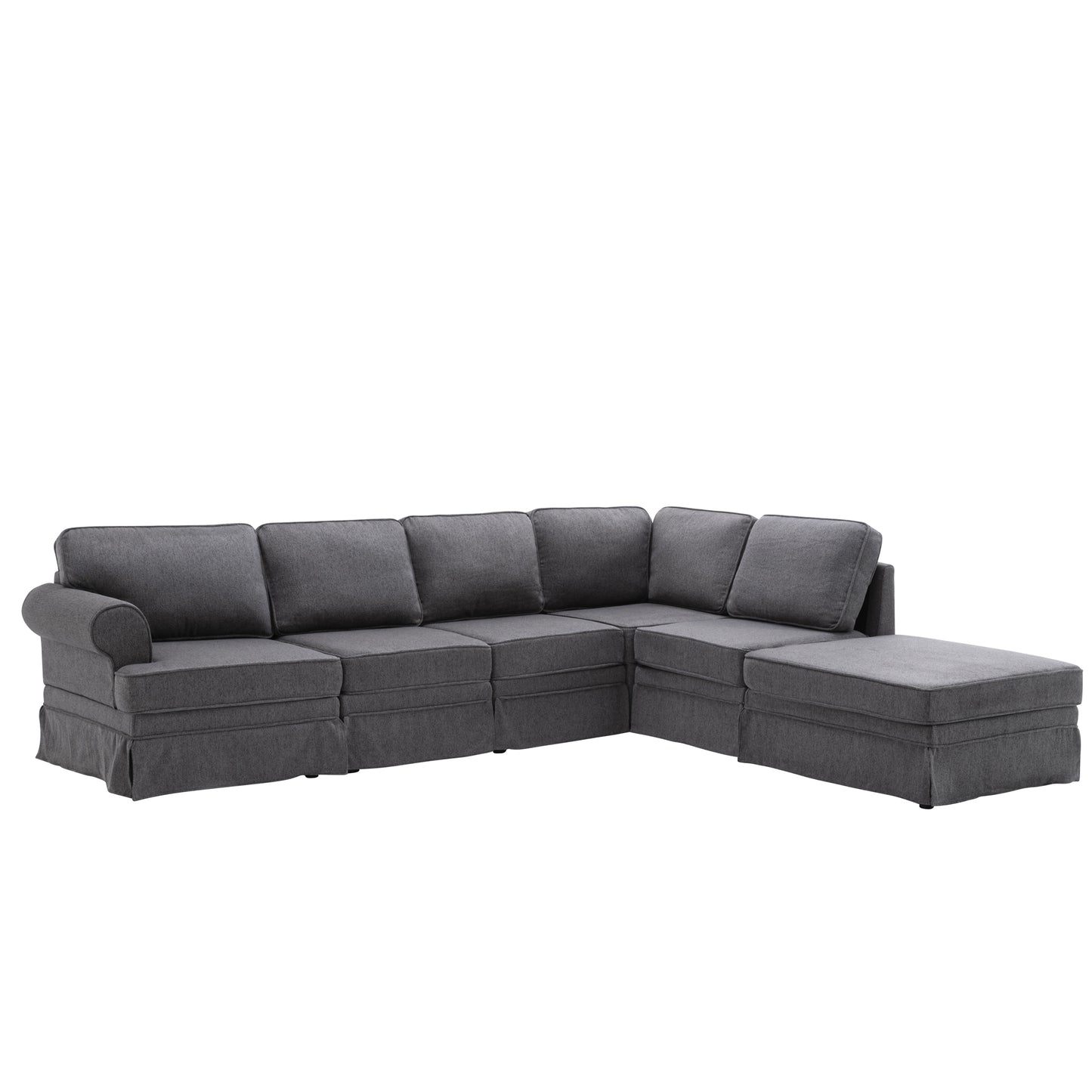 109.4" Fabric Upholstered Modular Sofa Collection, Modular Customizable ,Sectional Couch with removable Ottoman for Living Room