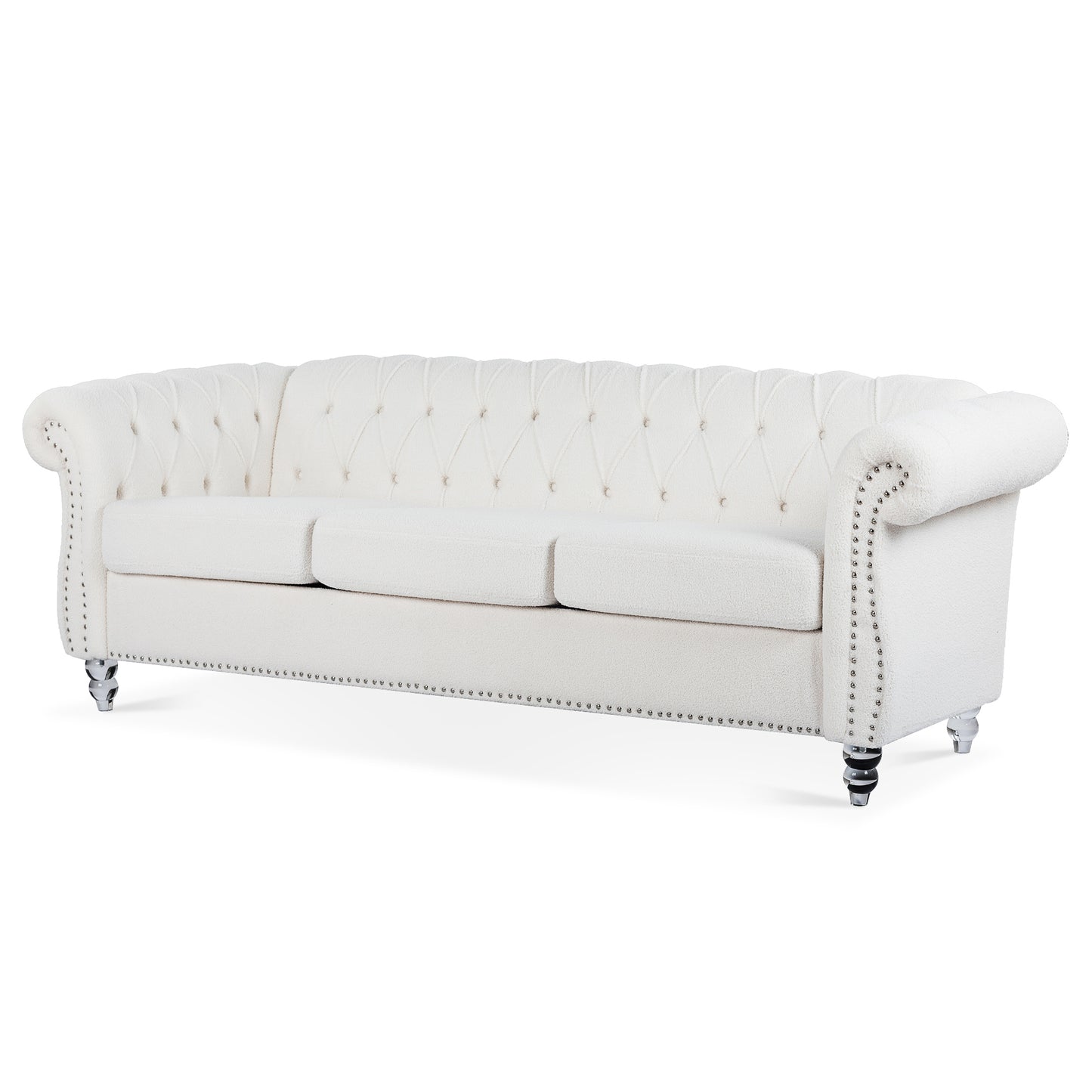 84" Rolled Arm Chesterfield 3 Seater Sofa