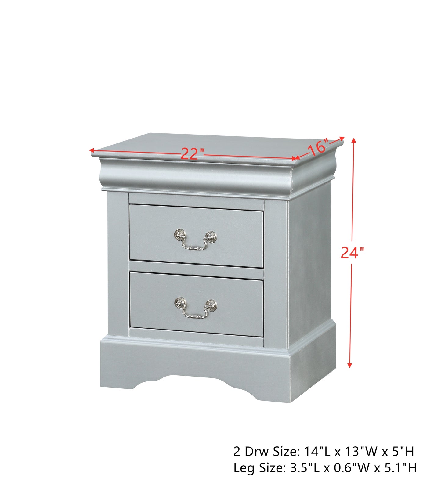 ACME Louis Philippe III Nightstand in Platinum 26703