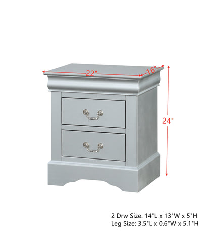 ACME Louis Philippe III Nightstand in Platinum 26703