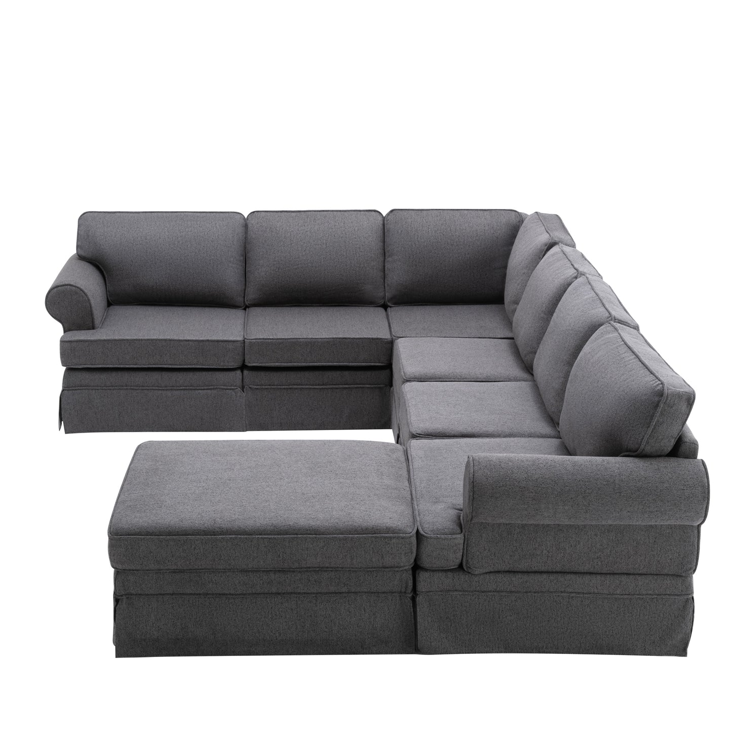 109.4" Fabric Upholstered Modular Sofa Collection, Modular Customizable ,Sectional Couch with removable Ottoman for Living Room