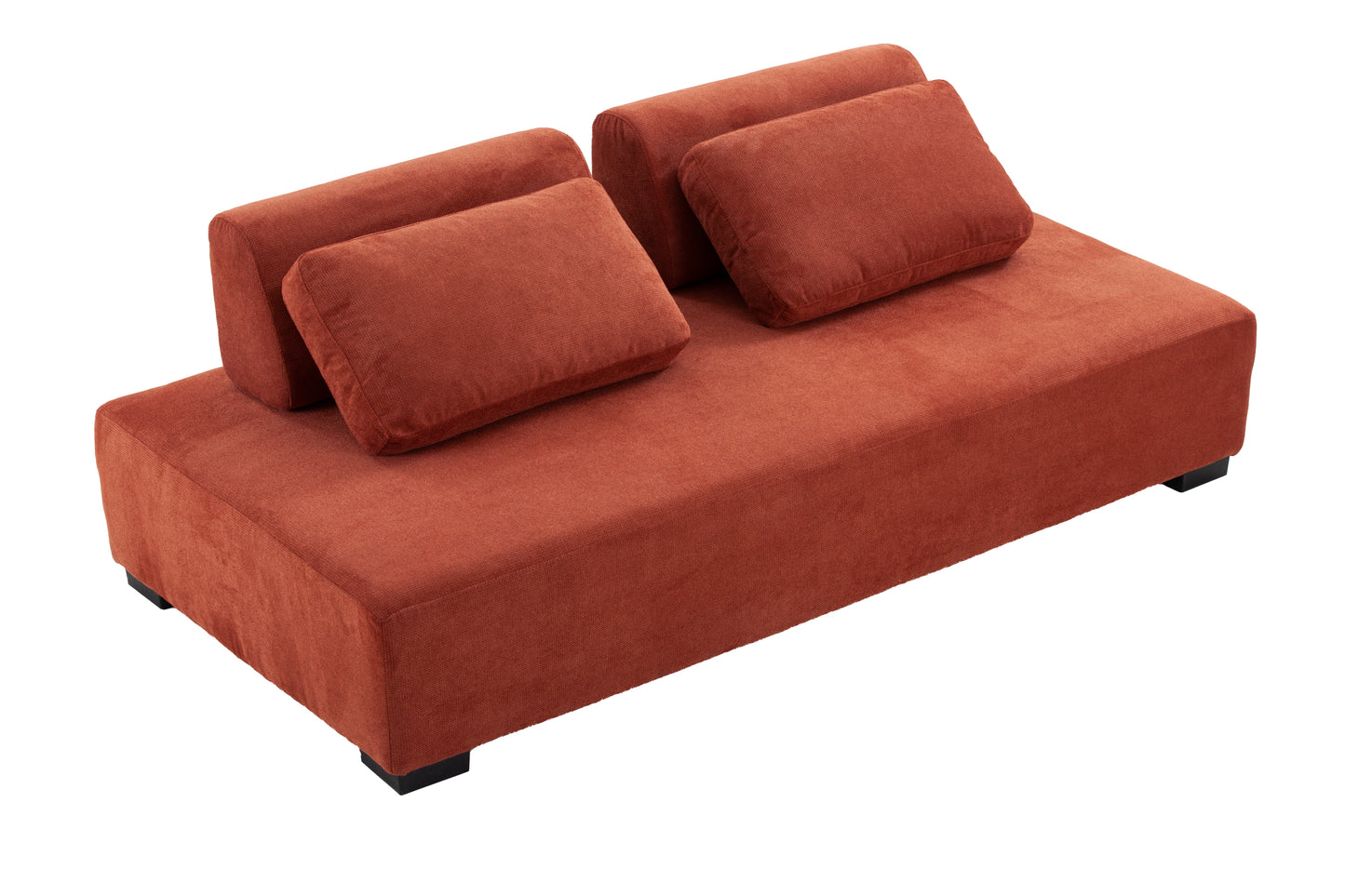 One-Piece Morden Sofa Counch 3-Seater Minimalist Sofa for Living Room Lounge Home Office Orange