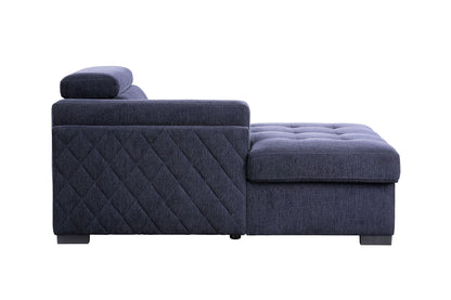 ACME Nekoda Storage Sleeper Sectional Sofa and Ottoman, Navy Blue Fabric 55520