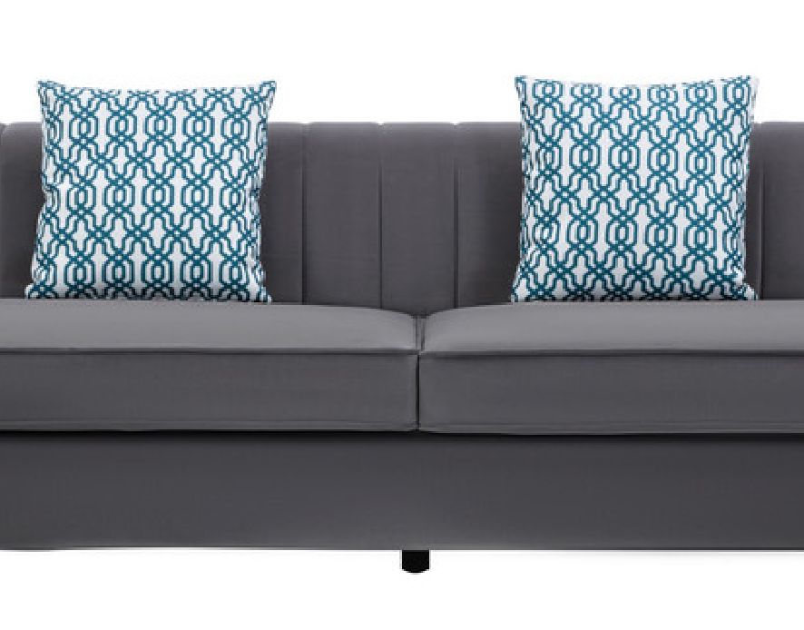 Maddie Gray Velvet 8-Seater Sectional Sofa with Reversible Chaise and Storage Ottoman