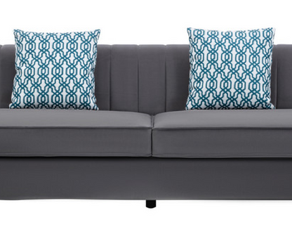 Maddie Gray Velvet 5-Seater Sectional Sofa with Storage Ottoman